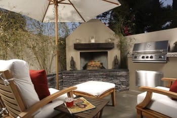 Outdoor Living Kitchen With Firepit outdoor living spaces